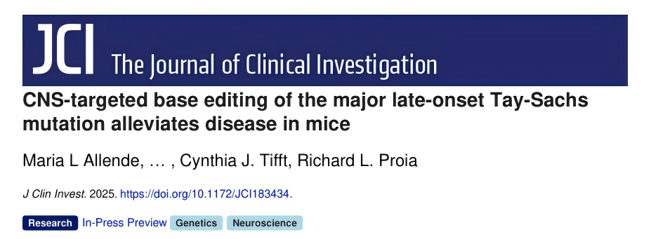CNS-targeted base editing of the major late-onset Tay-Sachs mutation alleviates disease in mice